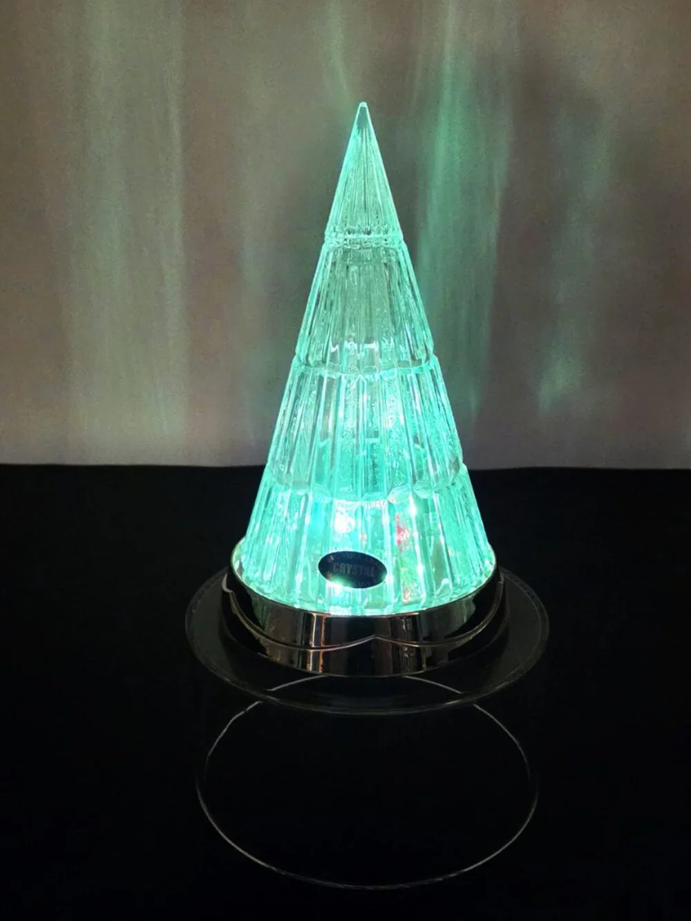 American Crystal NIB VTG 24% Lead 3 Twinkling Lights Christmas Tree Battery Base